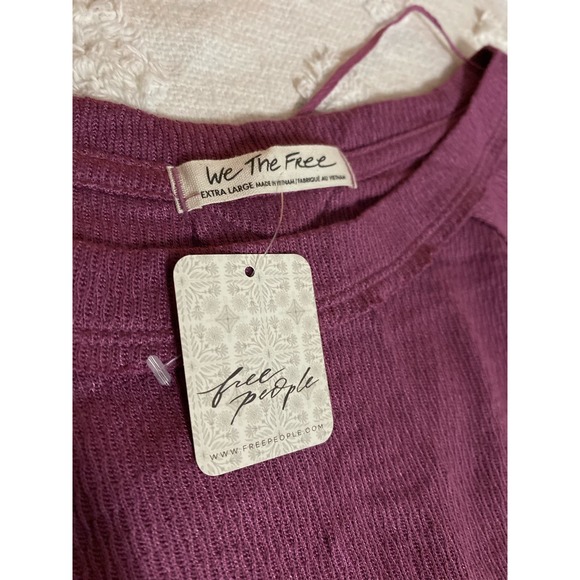 Free People Long Sleeve Shirt Dress Purple Waffle Knit Loungewear - Picture 3 of 8